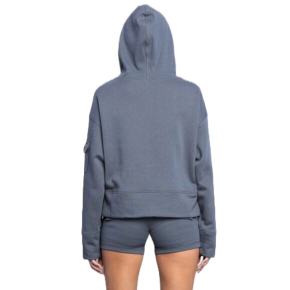 Oversized Cargo Hoodie & Biker Shorts - Charcoal Gray - Picture 2 of 3